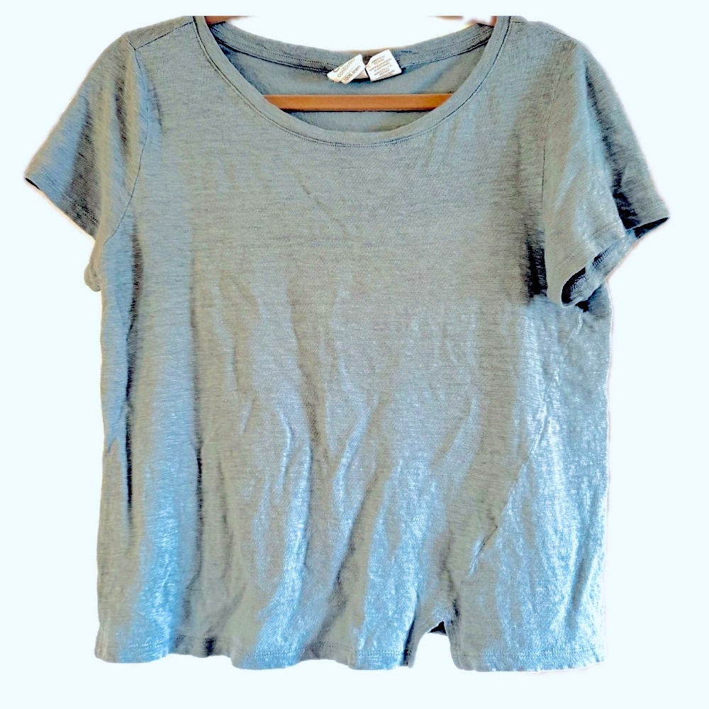 5/$25 C&C California Blue Gray Linen Top EUC